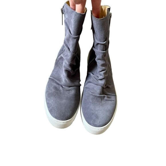 J/Slides Nila Gray Suede Women’s Chunky Boots size 10 Pull On Leather Platform S - Picture 7 of 13